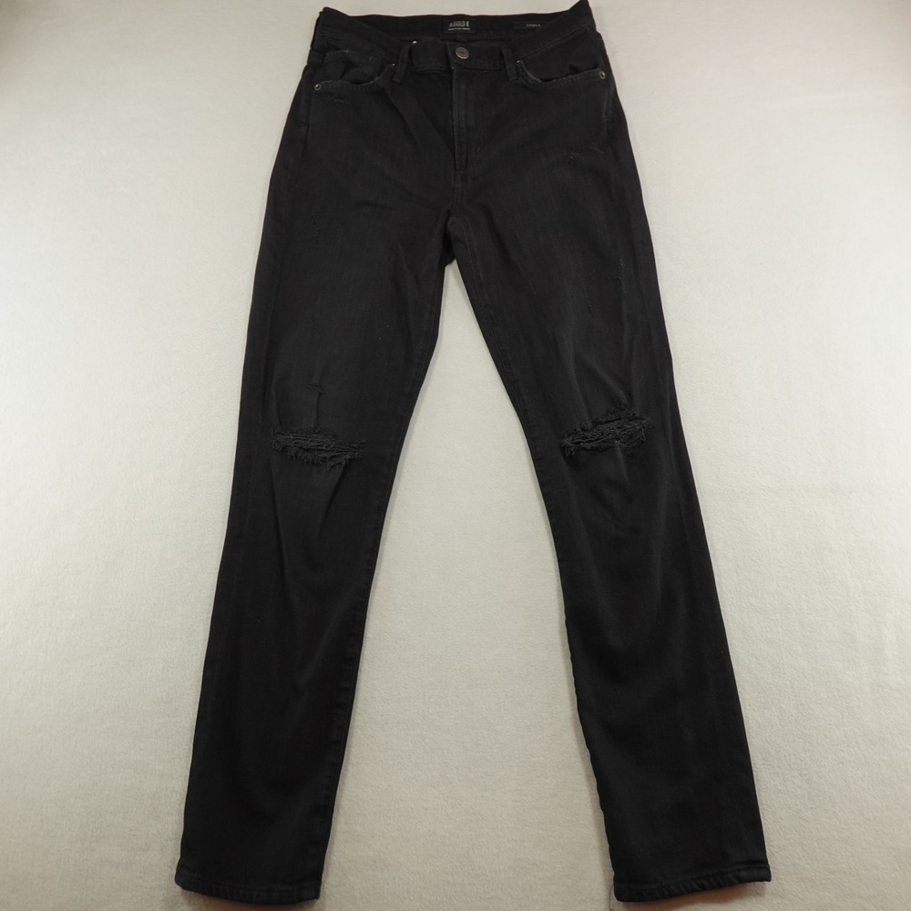 Agolde Jeans Womens Size 27 Black 90s Crop Mid Rise‎ Loose Straight Distressed
